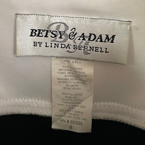 Betsy & Adam by Linda Bernell 8 black white prom dress bead ruche classic formal - Picture 5 of 8